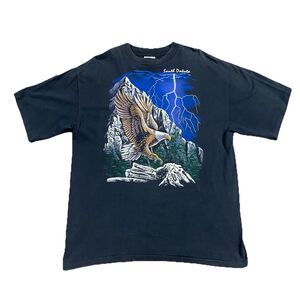 VTG 90s South Dakota Eagle Lightning Mountain T-Shirt XL USA Single Stitch